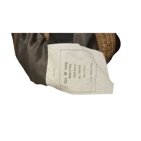 Pronto Uomo Men's Italian Wool Taupe Herringbone 2pcs Suit Size 40L / 34W - Picture 7 of 11